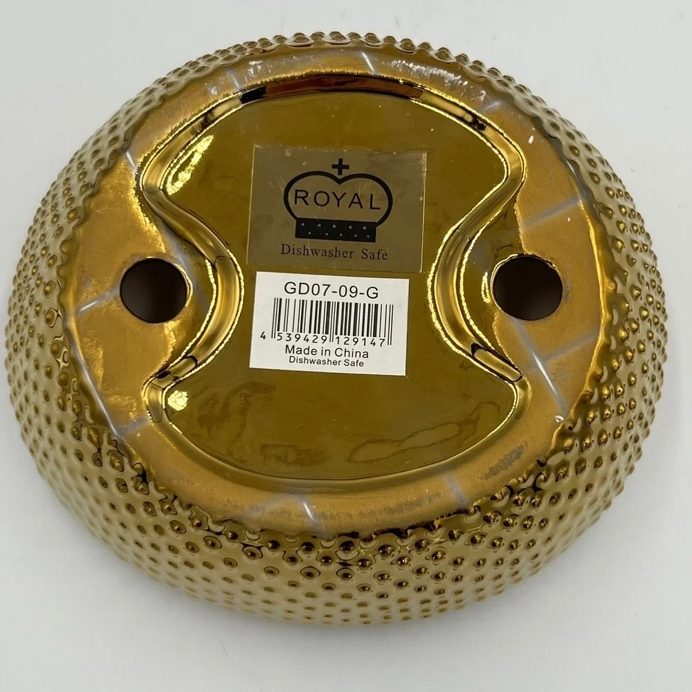 Royal Hen on Nest Candy Dish Unisex OS Orange NWOT Floral Ceramic Gold Base‎